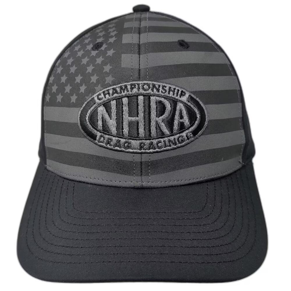 NHRA Drag Racing Baseball Cap Black One Size USA American Flag Embroidered Hat